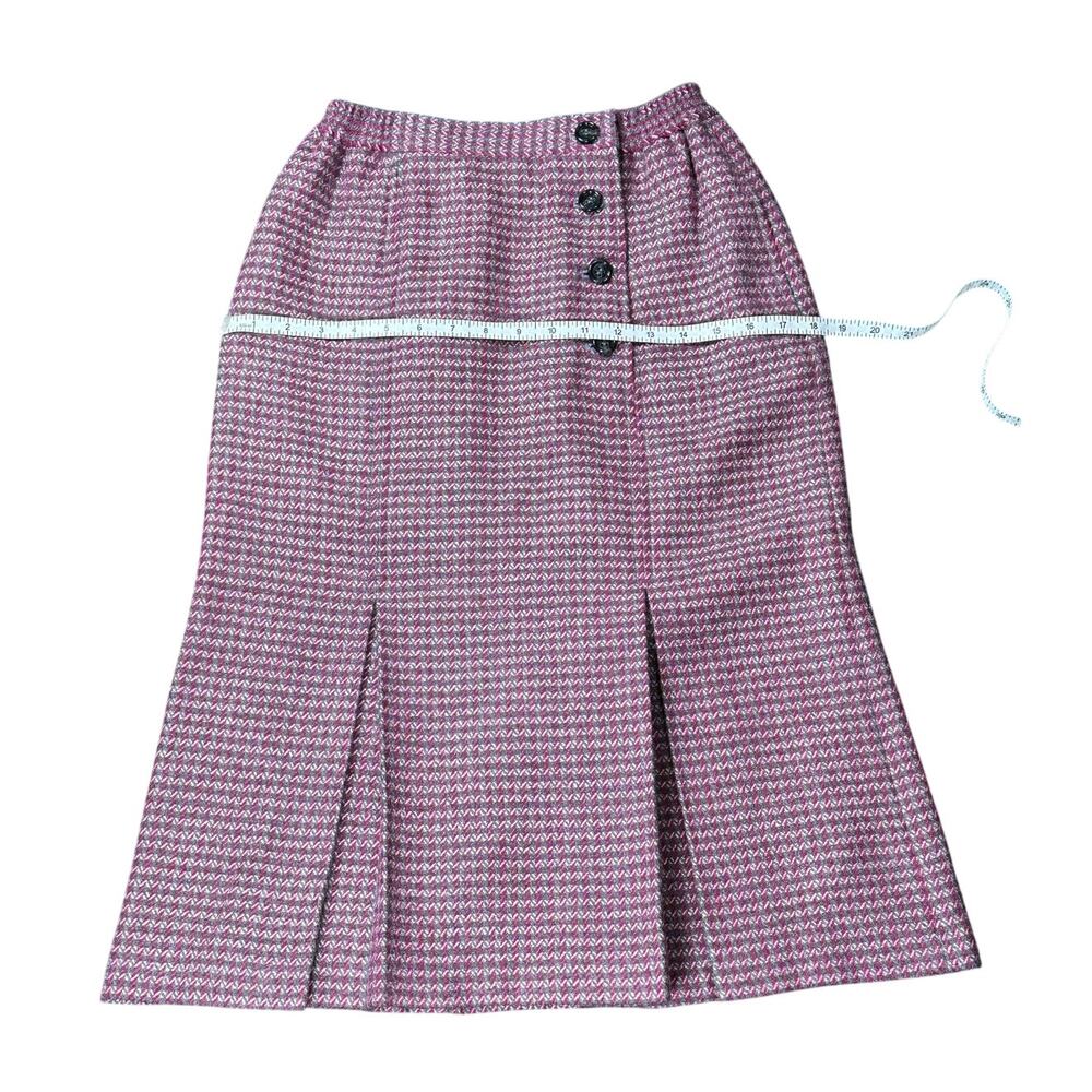 Christian Dior Vintage 1990s Tweed Skirt Burgundy Gray Size M - Picture 7 of 8